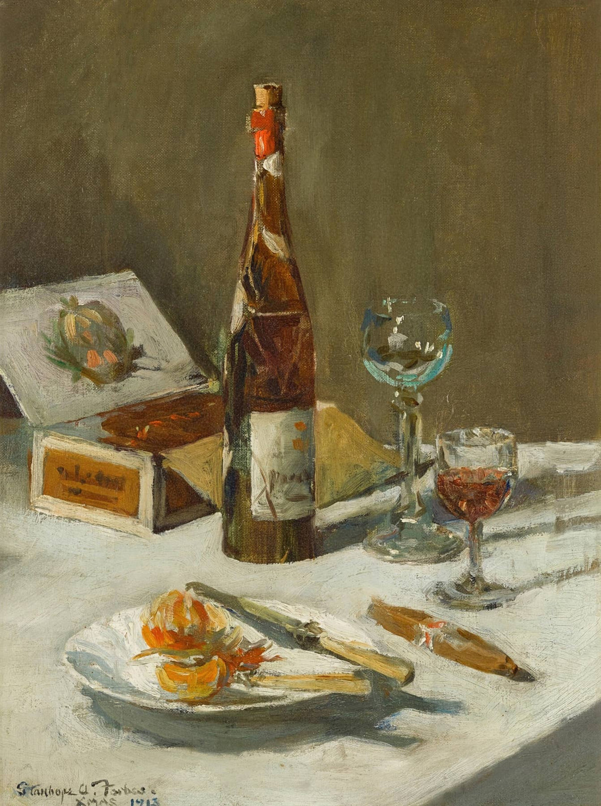 
                  
                    Wine and Cigars Still Life Antique Art Print - Curated Home Decor
                  
                