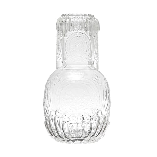 Load image into Gallery viewer, Embossed Glass Carafe and Cup
