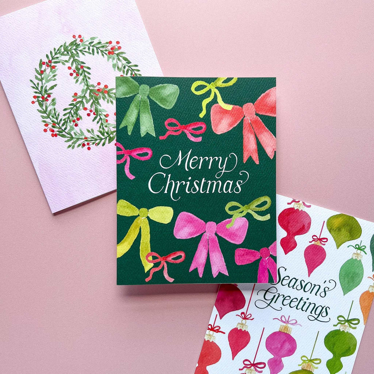 
                  
                    Merry Christmas Bows Greeting Card - Curated Home Decor
                  
                
