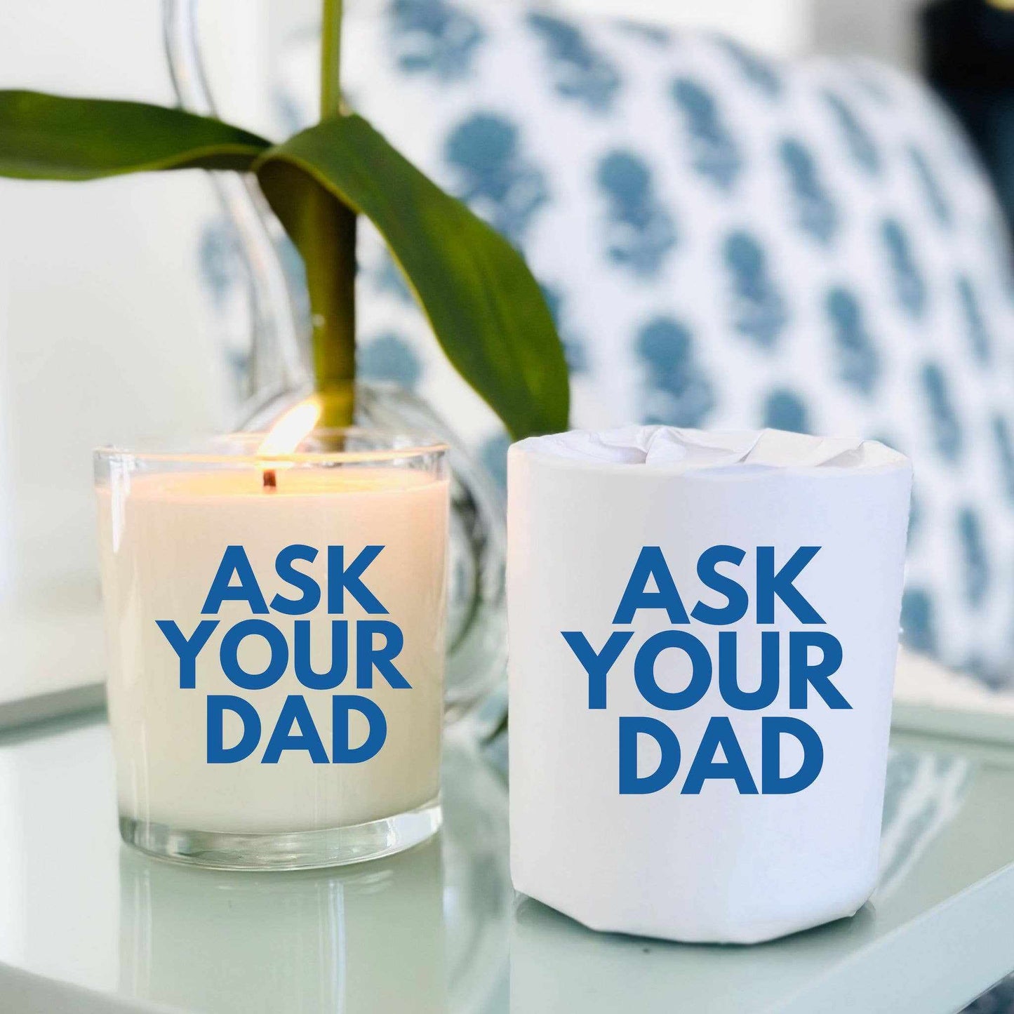 Ask Your Dad Candle hand-poured soy candle with lemongrass, cedarwood, rose, clove, vanilla, musk, and patchouli scent