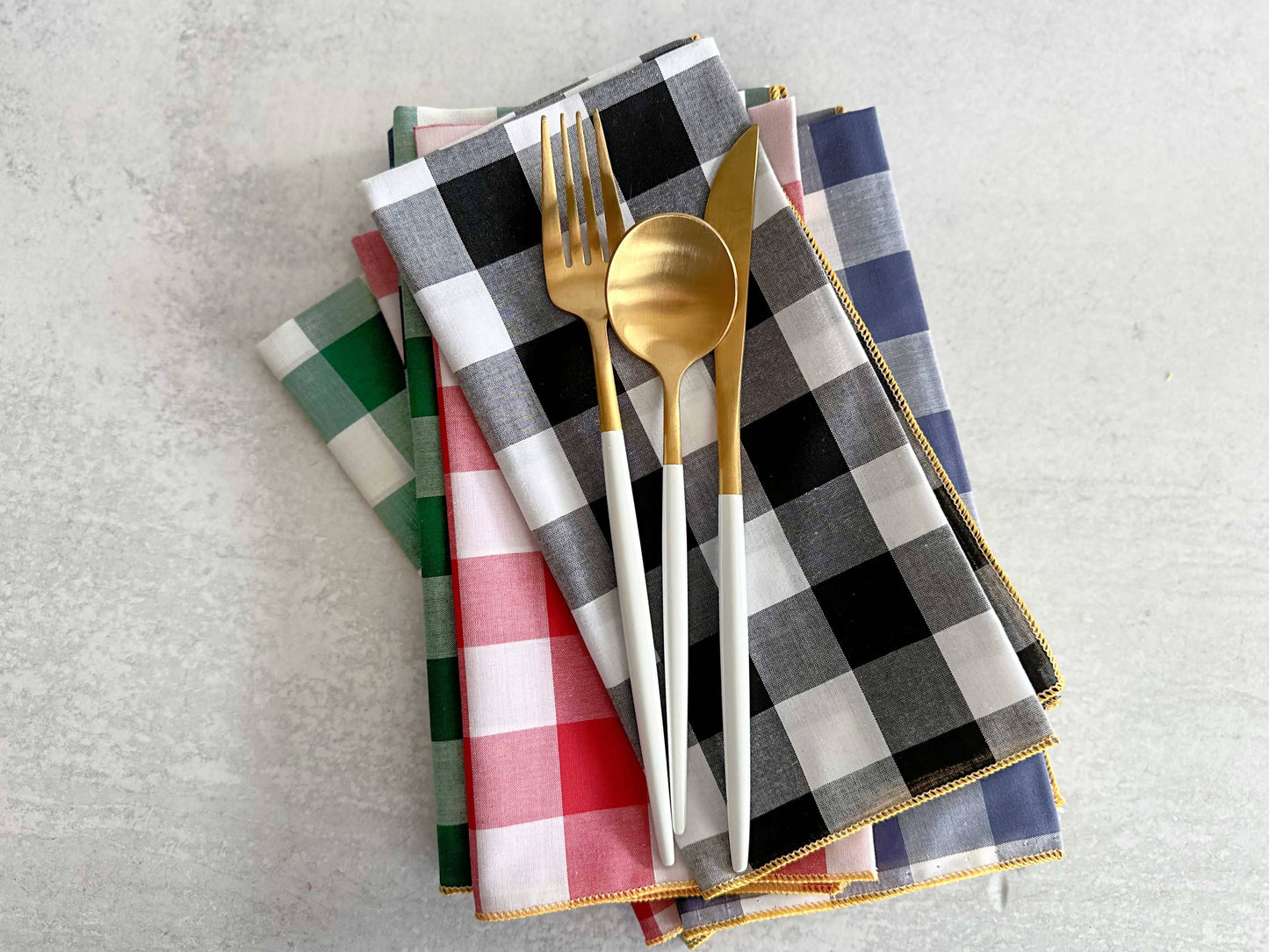 Gingham Check Cloth Napkin Multicolor Bundle - Curated Home Decor