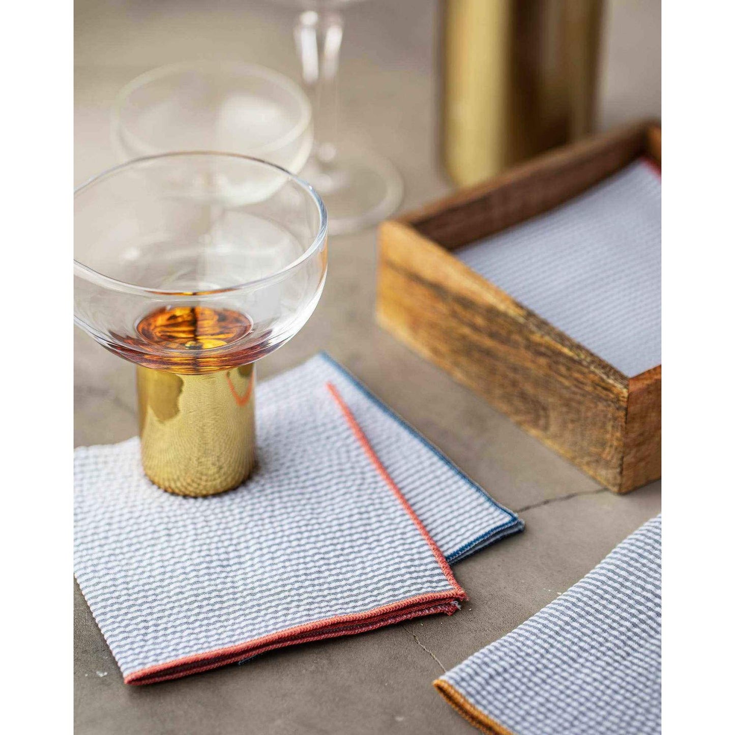 
                  
                    Grey Seersucker Cloth Napkins with Colorful Edges, set of 8 - Curated Home Decor
                  
                