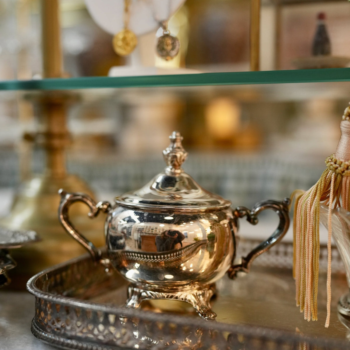 
                  
                    Vintage Silverplate Footed Covered Sugar Bowl - Curated Home Decor
                  
                