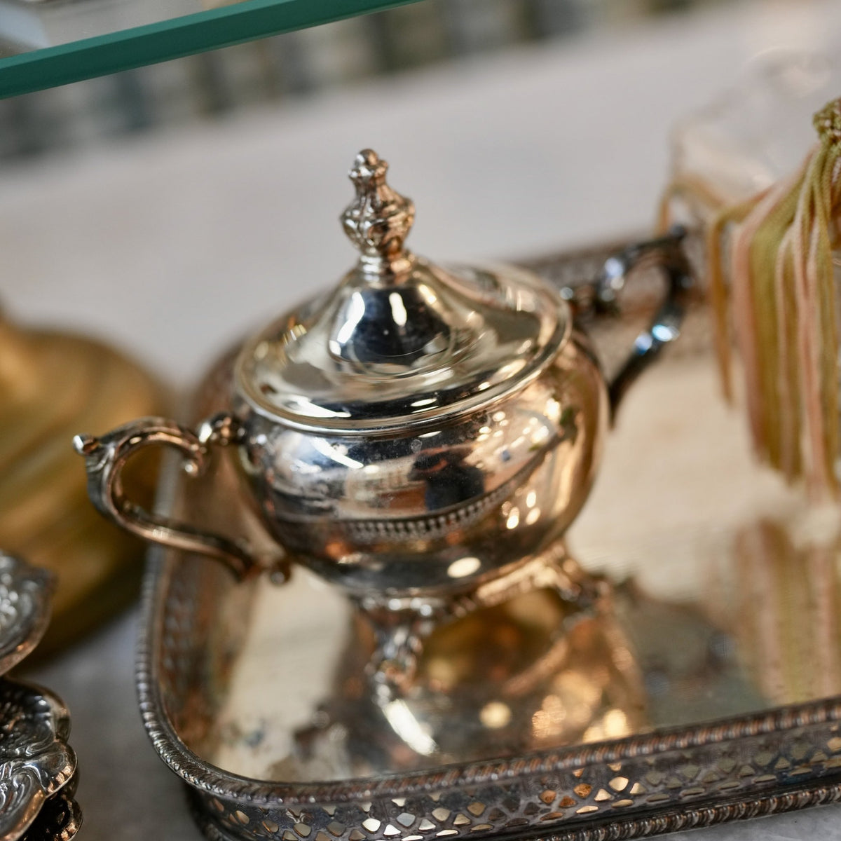 
                  
                    Vintage Silverplate Footed Covered Sugar Bowl - Curated Home Decor
                  
                