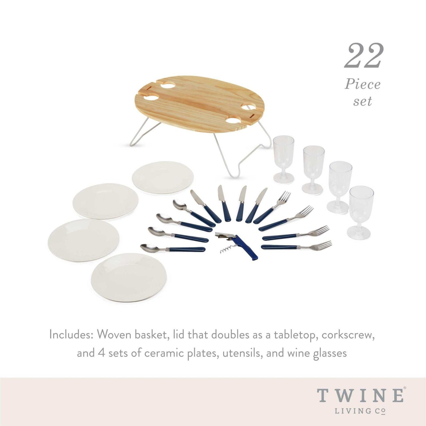 
                  
                    Central Park Willow Picnic Basket Set for Four - Curated Home Decor
                  
                