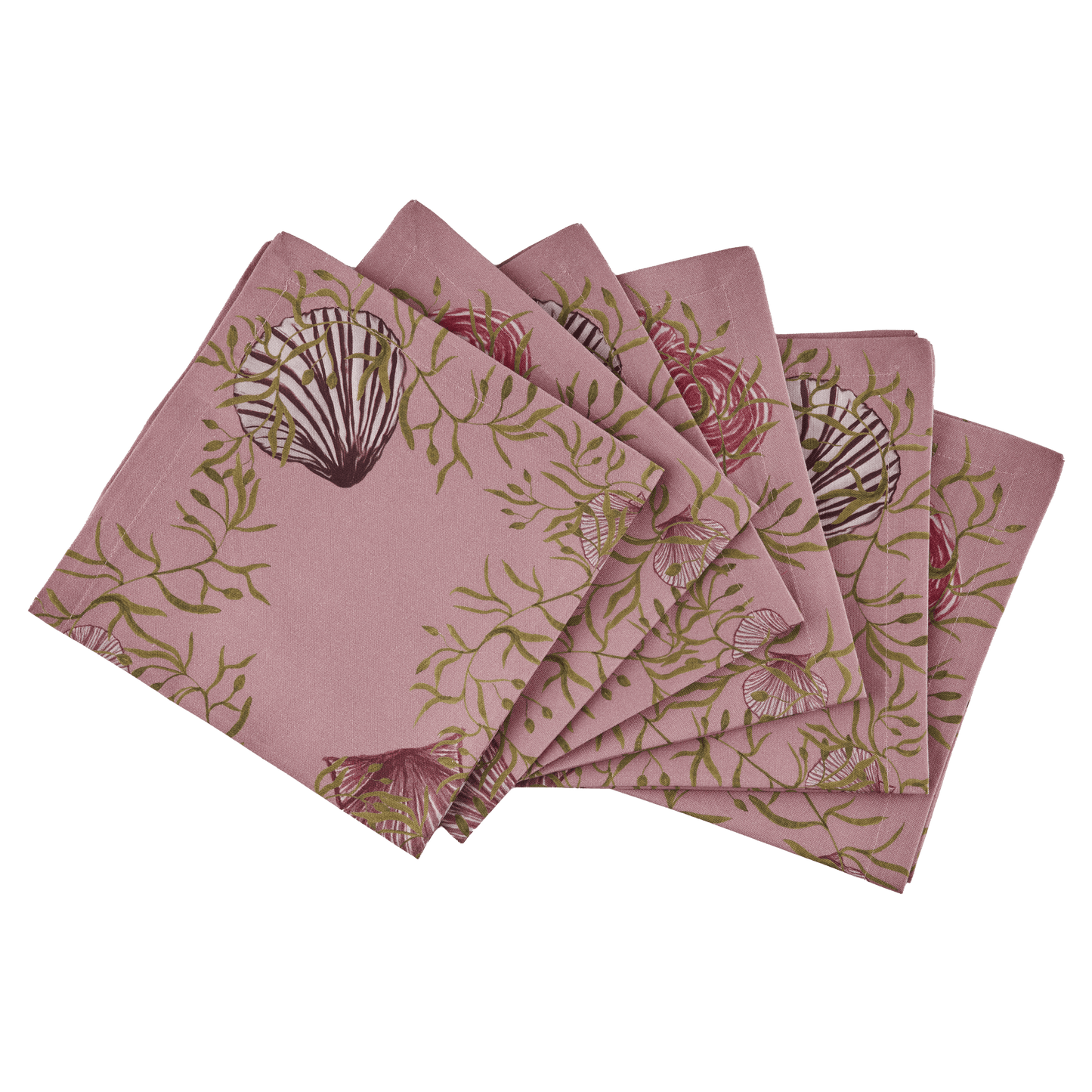 Seashell Botanical Cotton Napkins – Set of 6 - Curated Home Decor