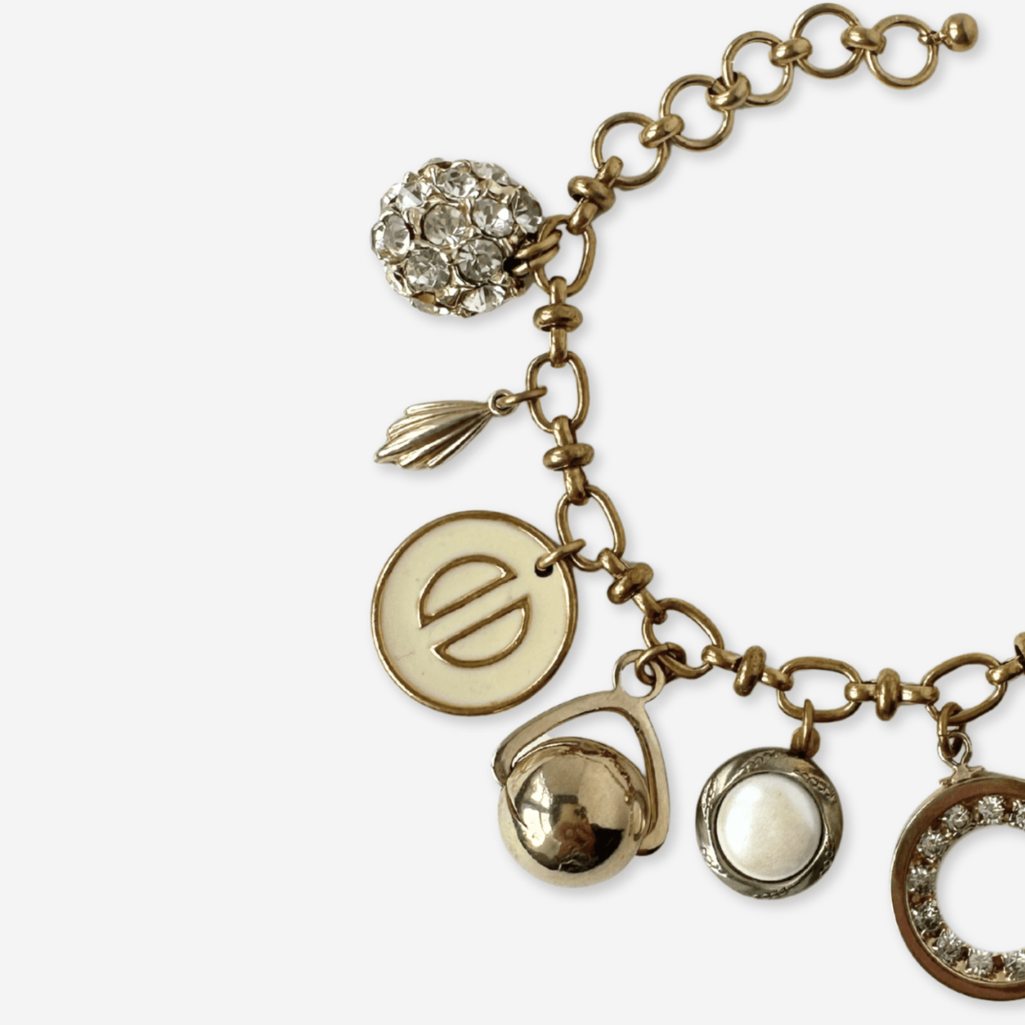 
                  
                    Repurposed vintage cream and gold mixed charm bracelet - Curated Home Decor
                  
                