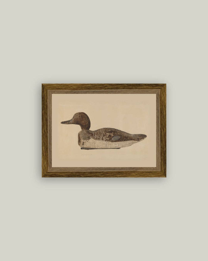 Wooden Duck Decoy Framed Antique Art, 6 × 4