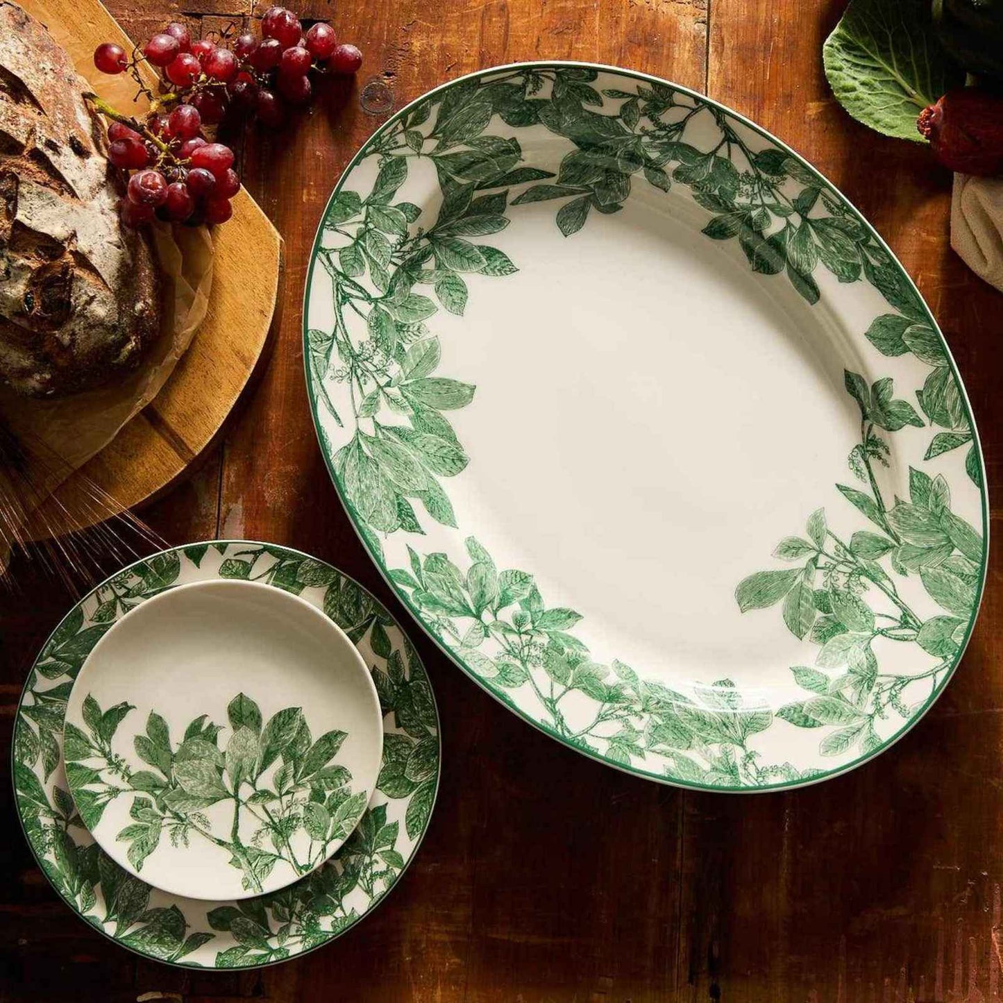 
                  
                    Arbor Green Large Oval Rimmed Platter 16” - Curated Home Decor
                  
                