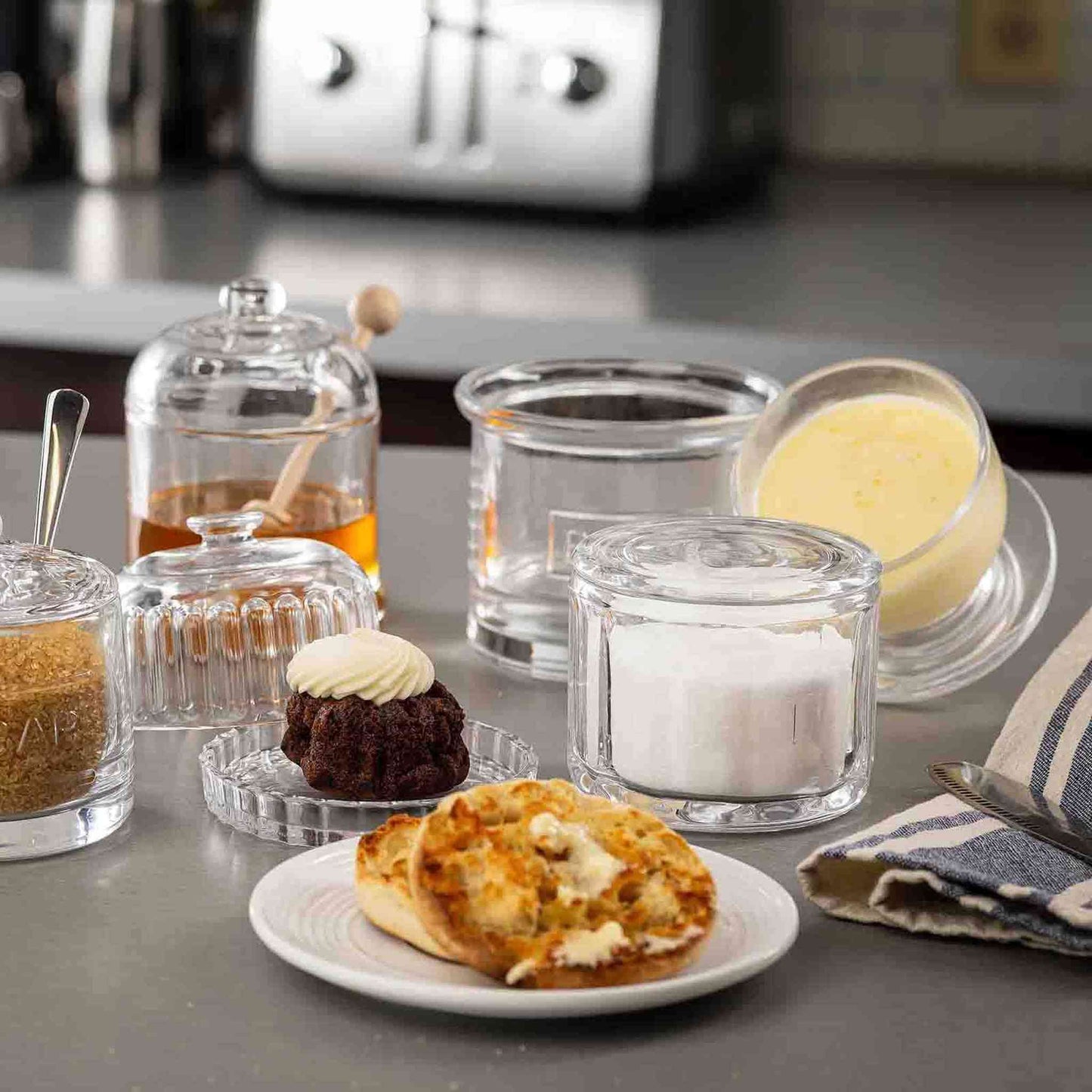 
                  
                    Glass Salt Cellar with Lid - Curated Home Decor
                  
                