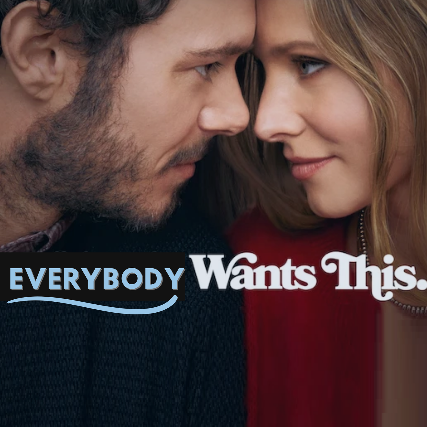 Close-up of a couple with text "Everybody Wants This" promoting a limited-edition Hanukkah Set cocktail napkin collection.