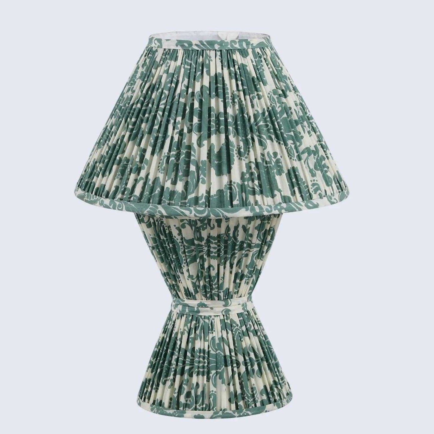 
                  
                    Verde Modern Table Lamp 13" x 19" – Handcrafted Pleated Fabric Bedside Lamp - Curated Home Decor
                  
                
