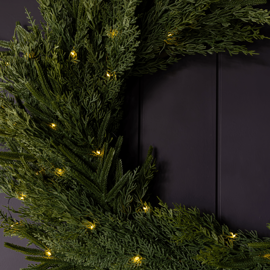 
                  
                    Norfolk & Cypress Real Touch Wreath, 24" LED Pre-Lit (Pre-Order: Ships Late September) - Curated Home Decor
                  
                