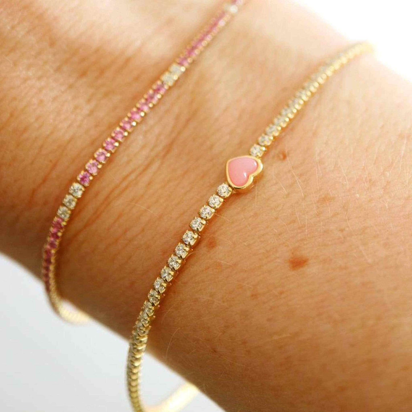 
                  
                    Mini Dazzle Pink Topaz and Diamond Tennis Bracelet - Curated Home Decor
                  
                