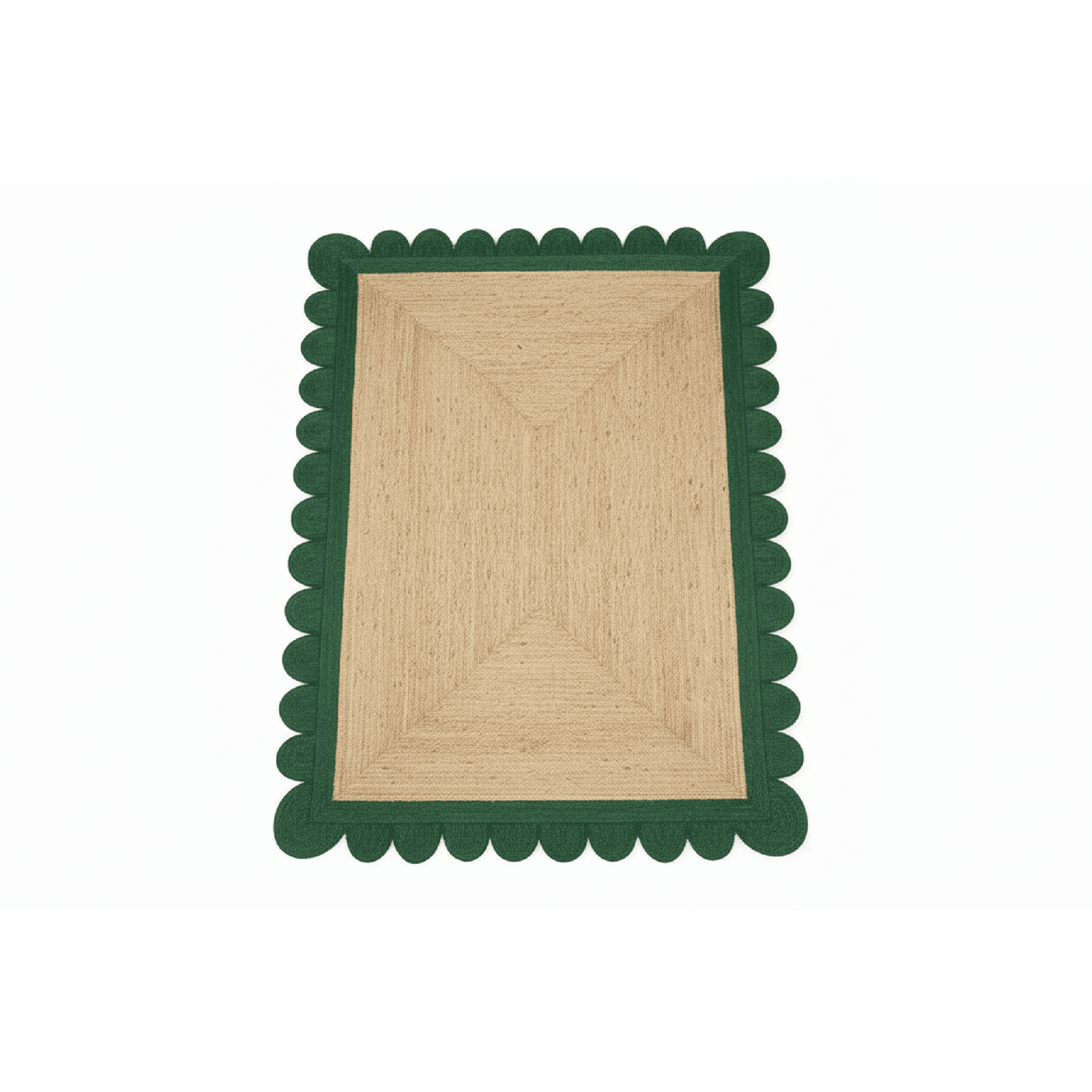 
                  
                    Scalloped Green Border Braided Jute Rug – 5’ x 8’ - Curated Home Decor
                  
                