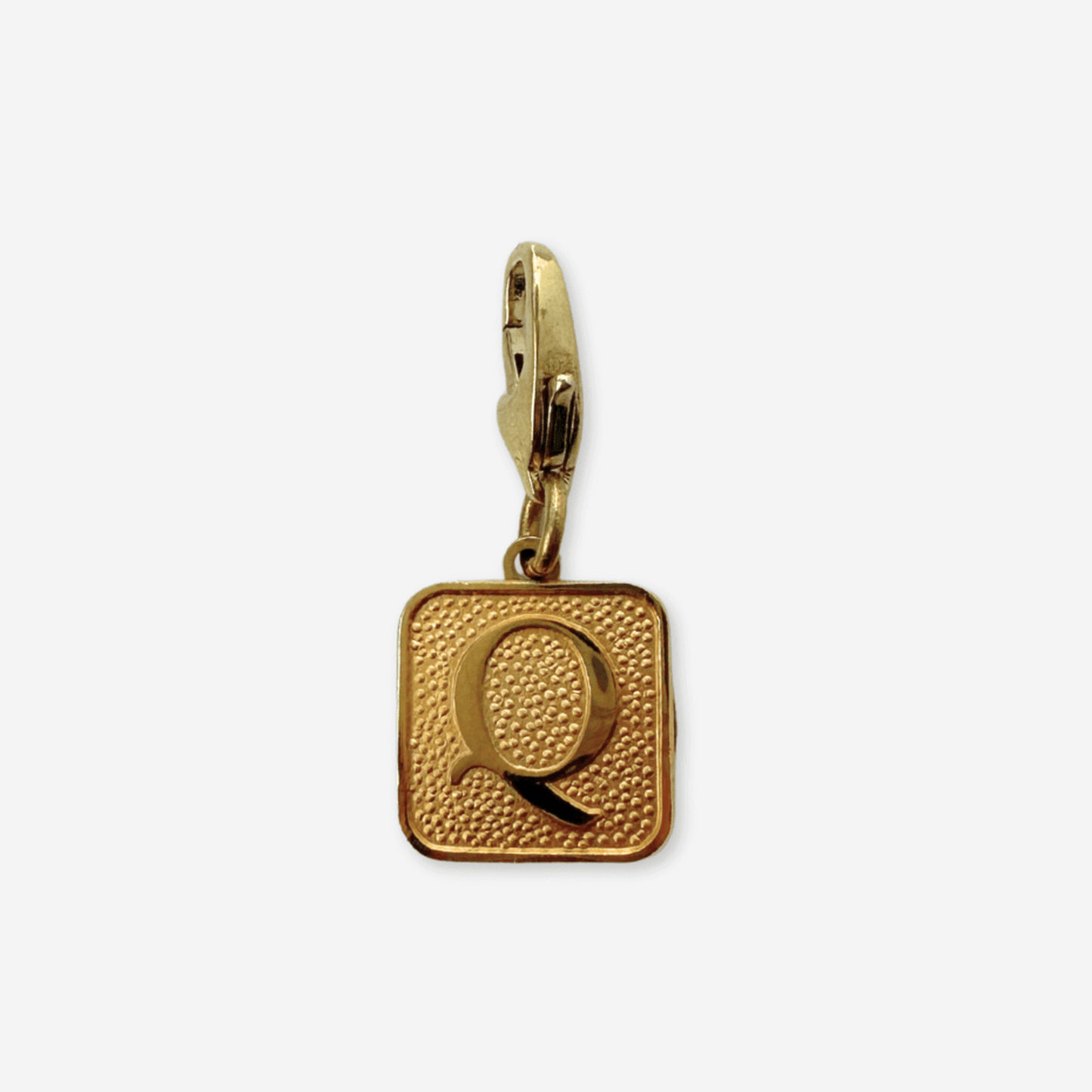 Small vintage gold square Q monogram charm with lobster claw clasp