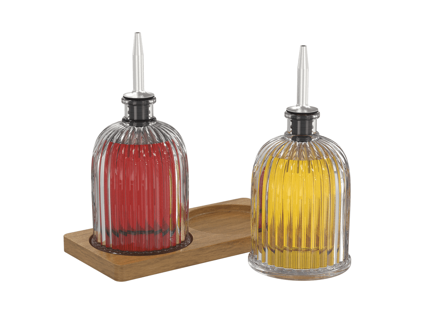 
                  
                    Fluted Glass Cruet Set with Acacia Base — Oil & Vinegar - Curated Home Decor
                  
                