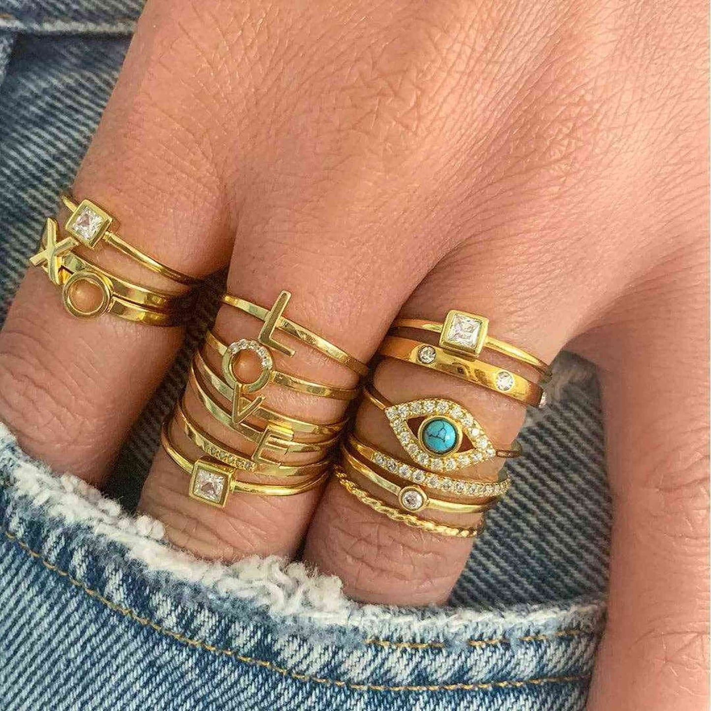 
                  
                    Evil Eye Ring 14K Yellow Gold - Curated Home Decor
                  
                