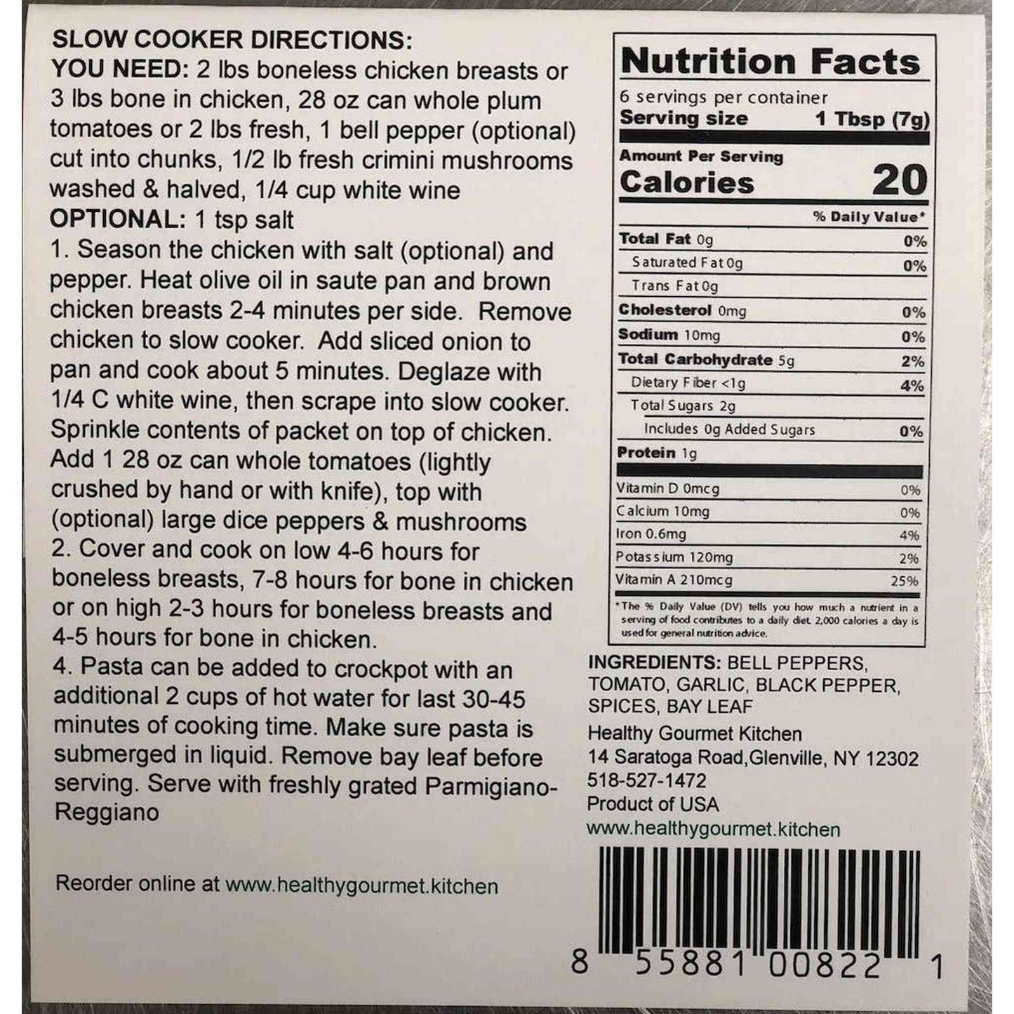 Chicken Cacciatore Dried Spice Mix pack for Italian hunters stew seasoning blend