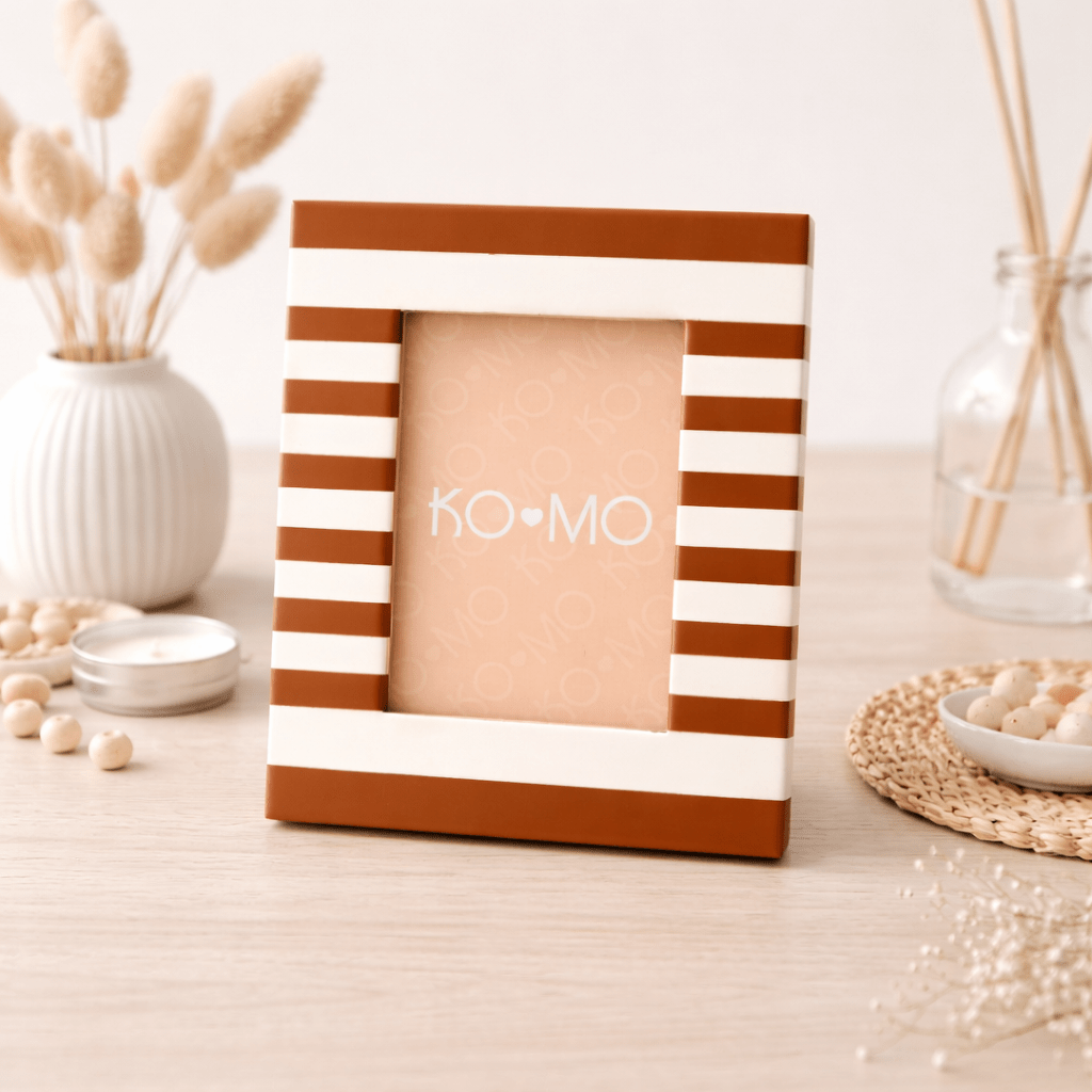 
                  
                    Brown Striped Resin Photo Frame | 4x6 Modern MDF Frame - Curated Home Decor
                  
                