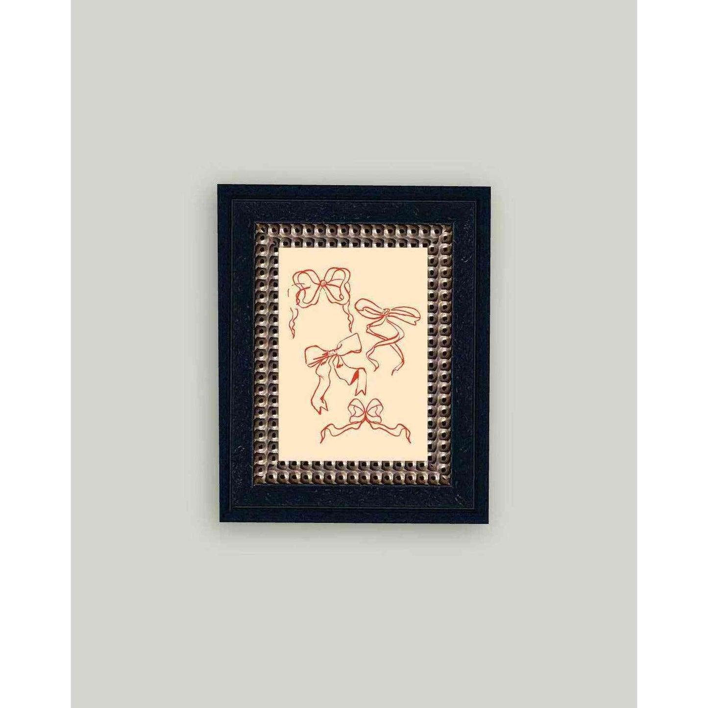 Framed Bows Wall Art on premium canvas with handcrafted ornate frame, glass-free, 5x7 inches, made in USA