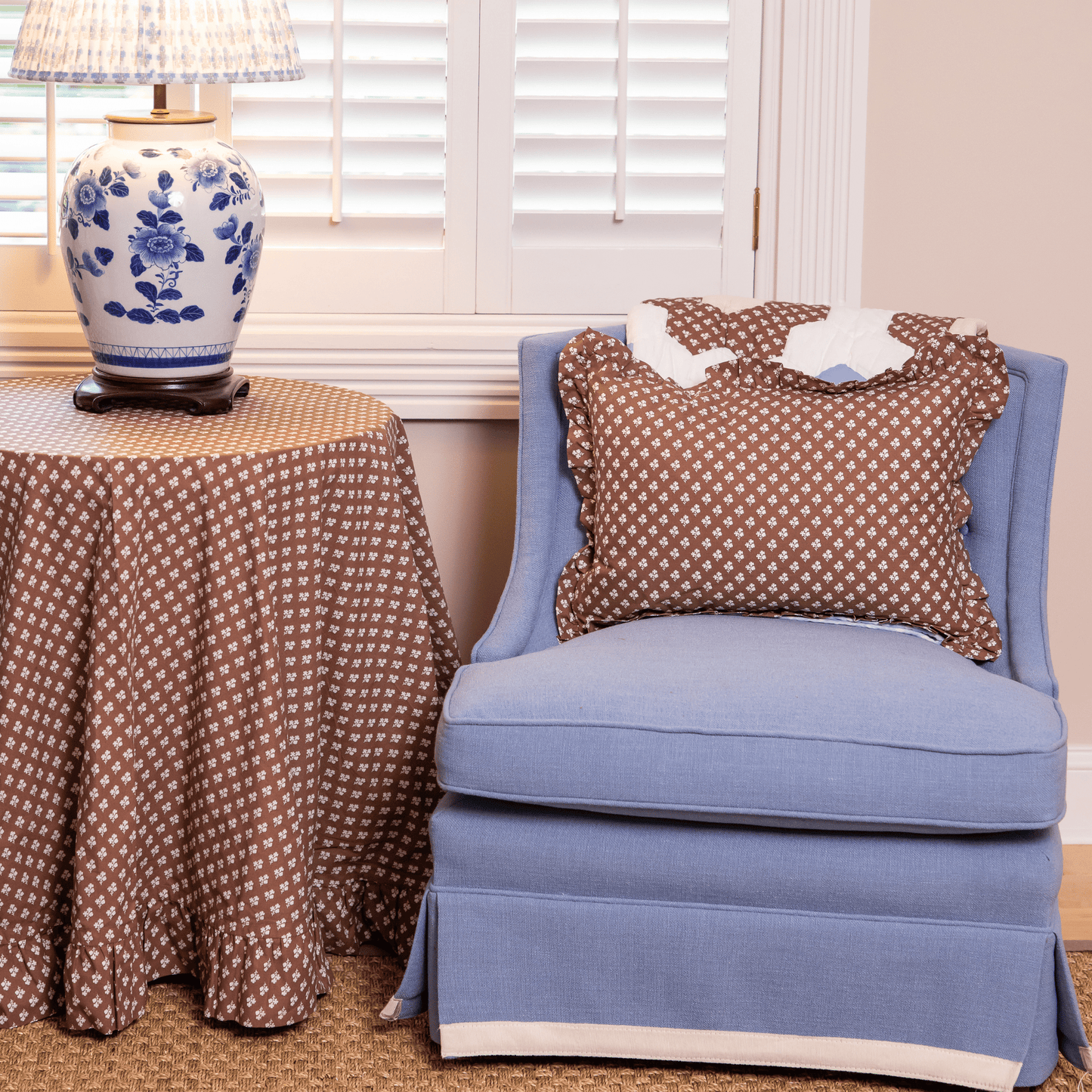 
                  
                    Constance 84" Round Tablecloth with Ruffle - Curated Home Decor
                  
                