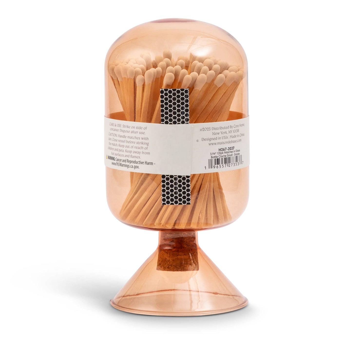 120pk Matches in Glass Amber Bottle Cloche Small - 3.94" - Curated Home Decor
