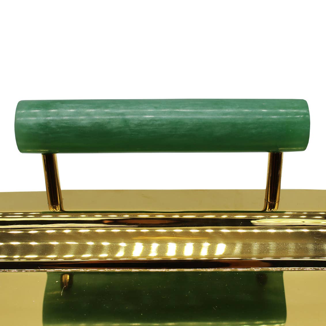 Gold Tray With Green Resin Handles