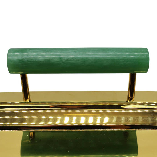 Gold Tray With Green Resin Handles