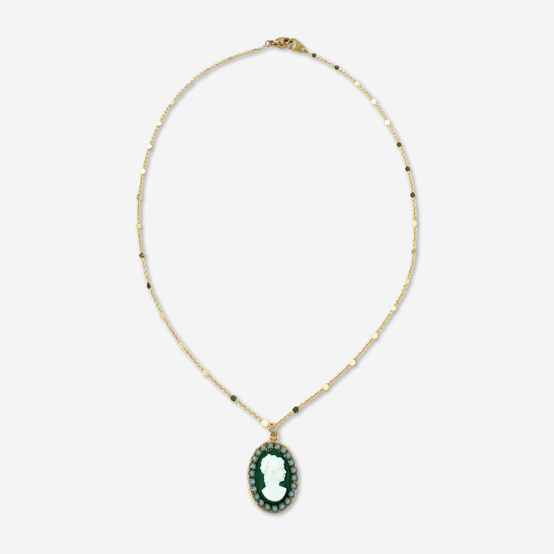 Petite Green Oval Pendant Necklace