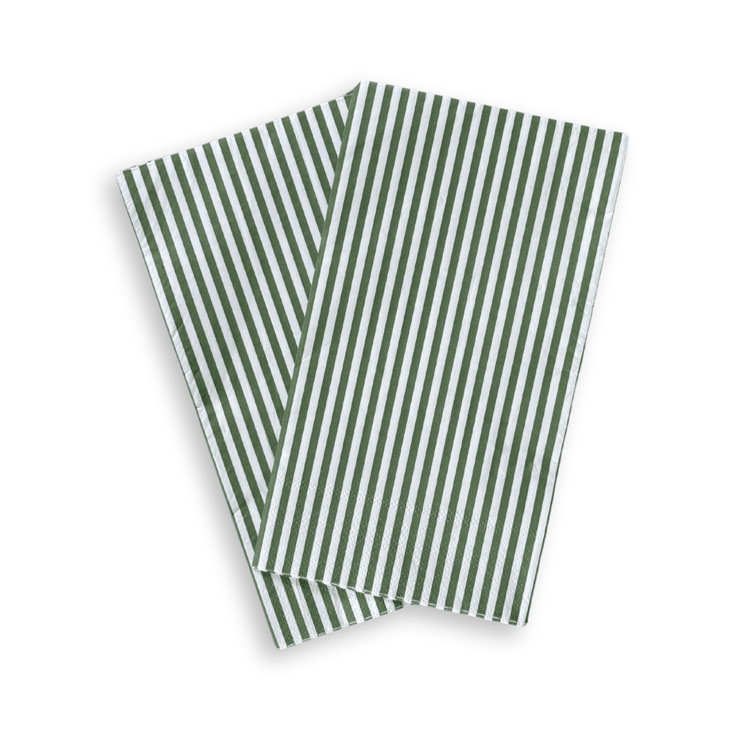 Green and white candy stripe guest napkins with scalloped edges, 3-ply disposable paper, pack of 24.