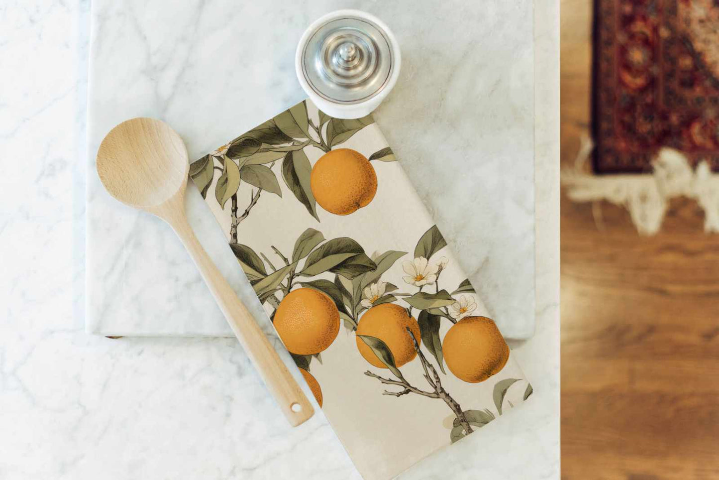 
                  
                    Vintage Oranges Kitchen Tea Towel: White - Curated Home Decor
                  
                