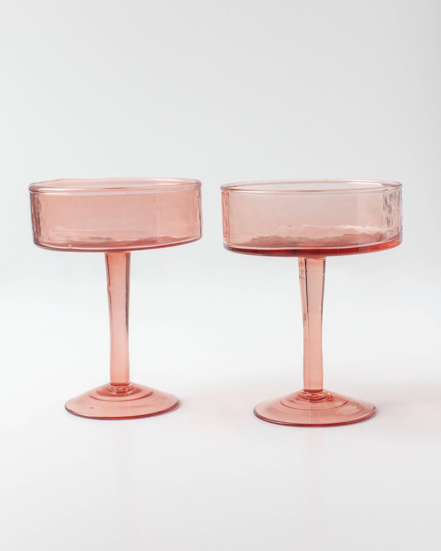 Creative Women - Handblown Hammered Coupe Cocktail Glass Pair: Blush - Curated Home Decor