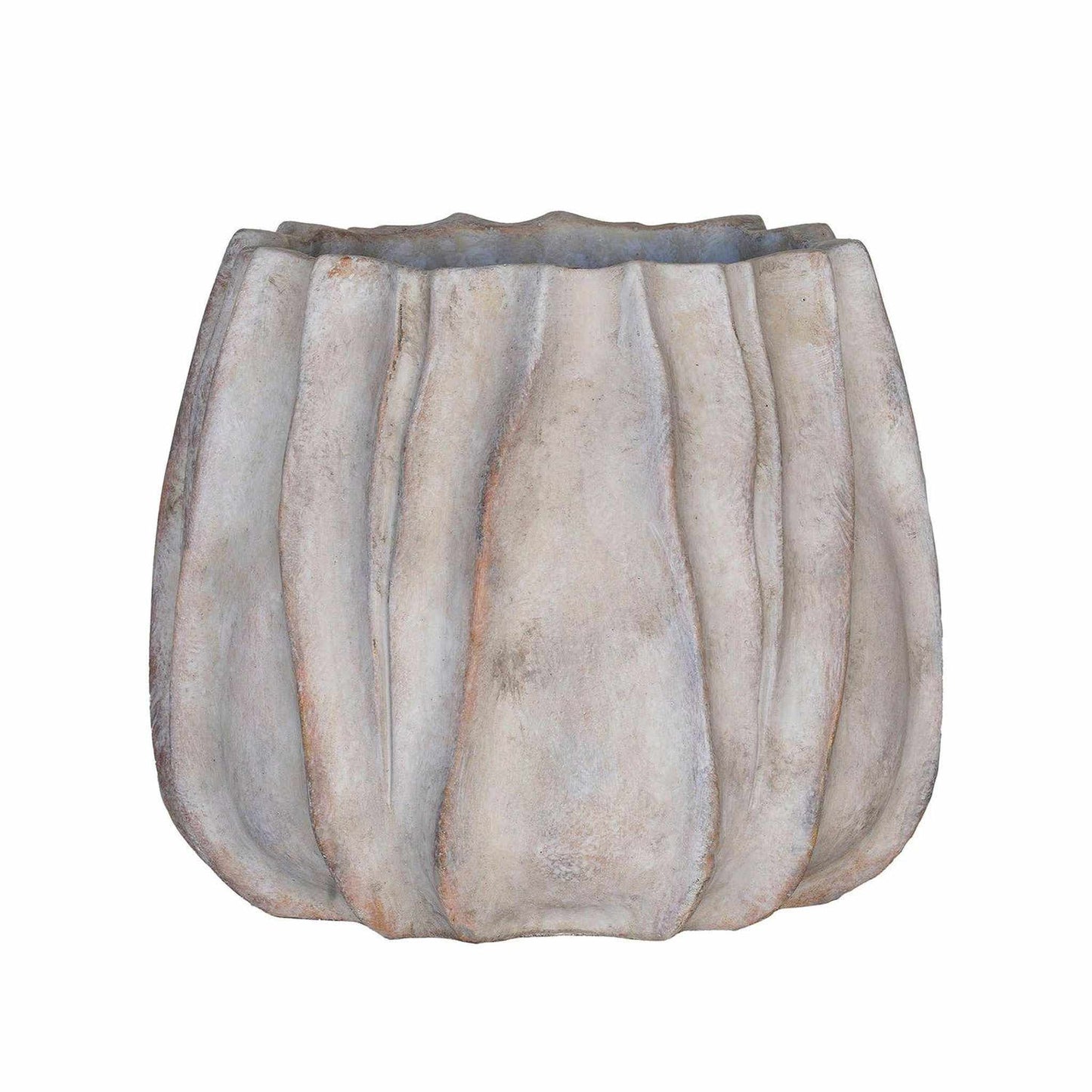 Large Concrete Lucid Planter with textured, cloth-like neutral exterior design for indoor and outdoor use