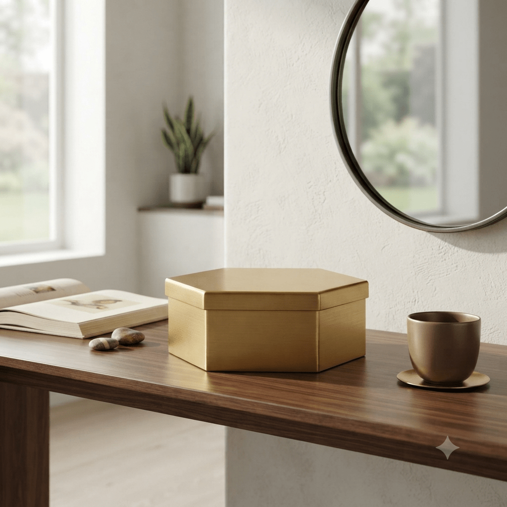 
                  
                    Gold Hexagon Iron Storage Box | Modern Decorative Organizer - Curated Home Decor
                  
                