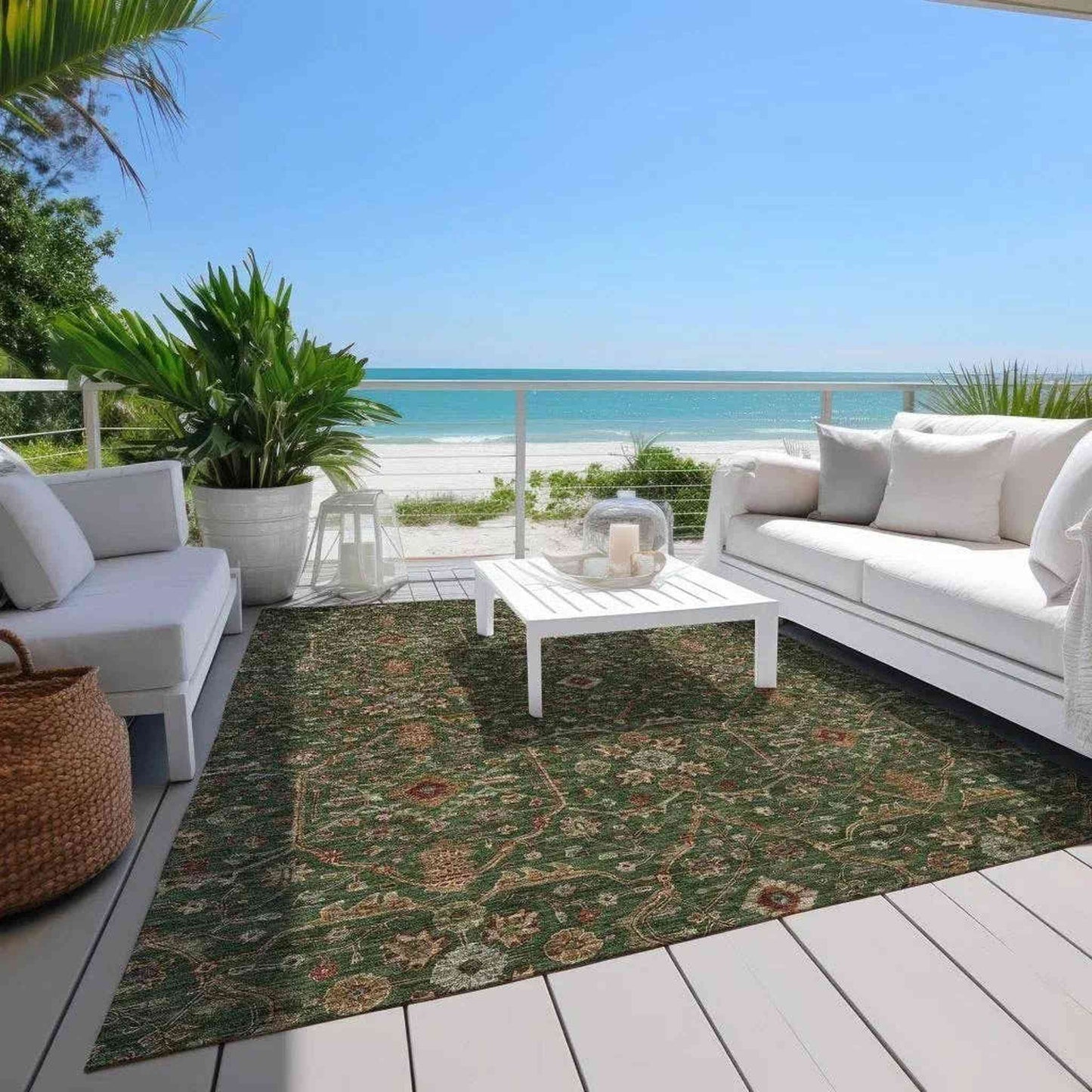 
                  
                    Emerald Medallion Washable Indoor - Outdoor Rug - Curated Home Decor
                  
                
