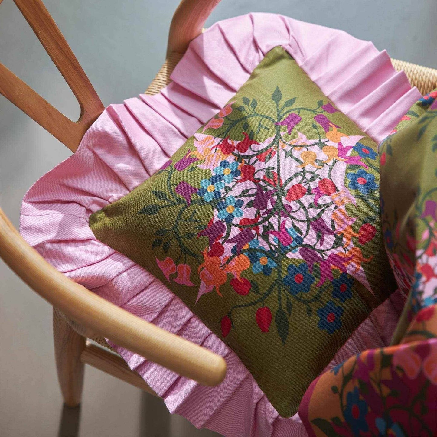 
                  
                    Ruffled Pillow Cover Blumen Green - Curated Home Decor
                  
                