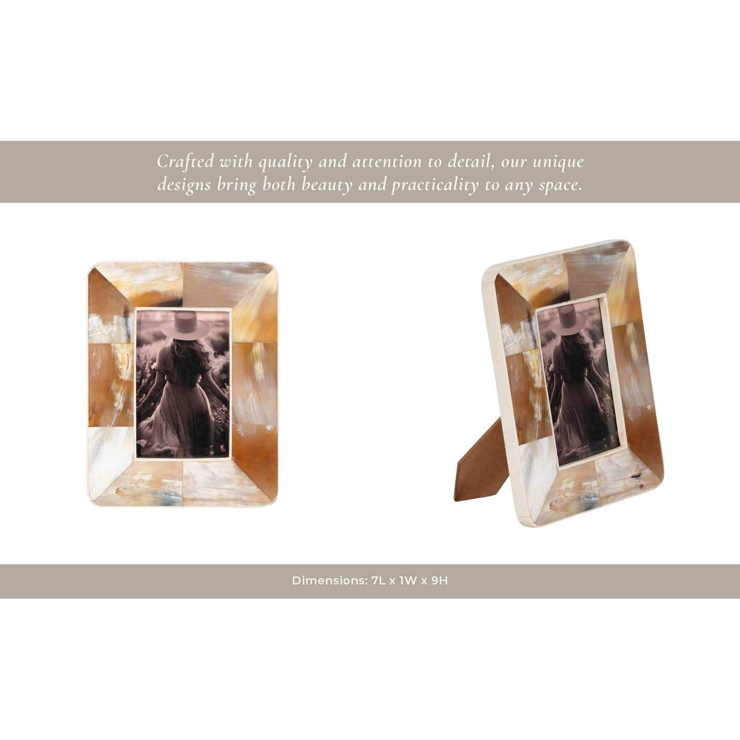 
                  
                    Tan Modern Wooden Curved Edge Horn Photo Frame 4x6 in. - Curated Home Decor
                  
                