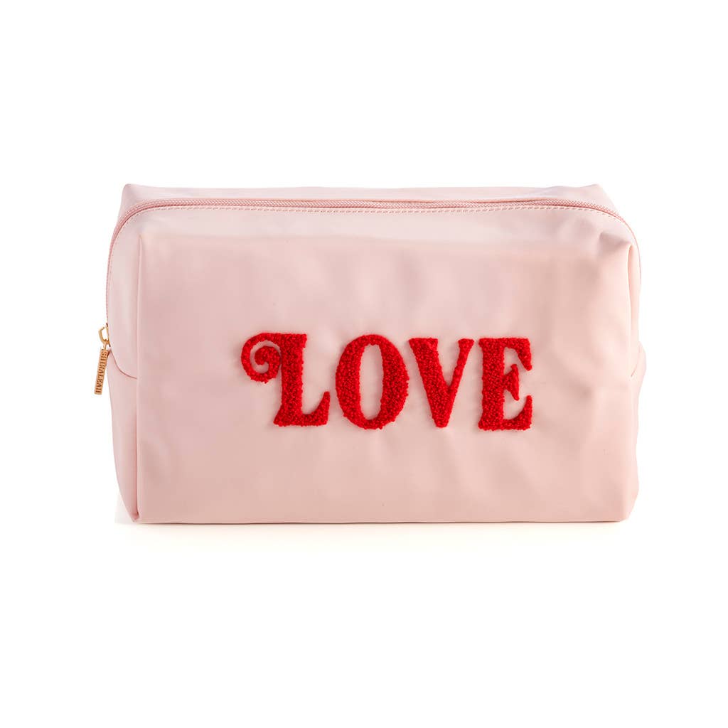 "LOVE" COSMETIC POUCH, BLUSH