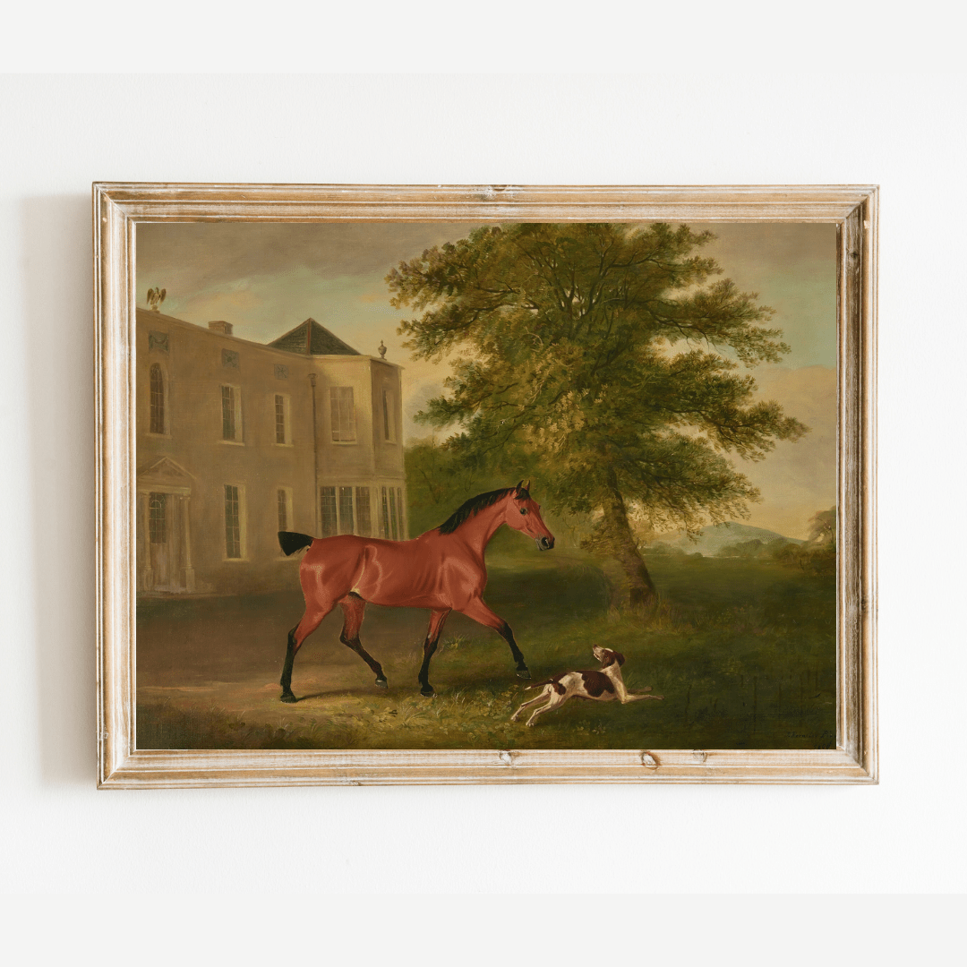 
                  
                    A Chestnut Horse and a Hound Antique Art Print - Curated Home Decor
                  
                