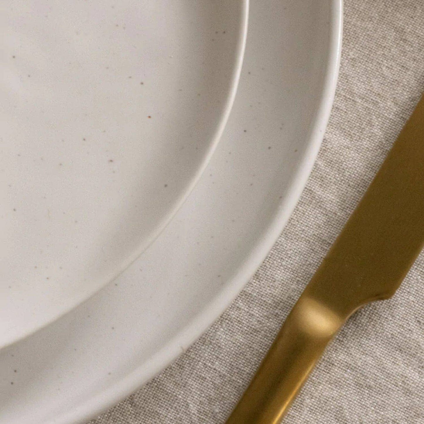 Set of 4 Speckled White Dinner Plates - Curated Home Decor