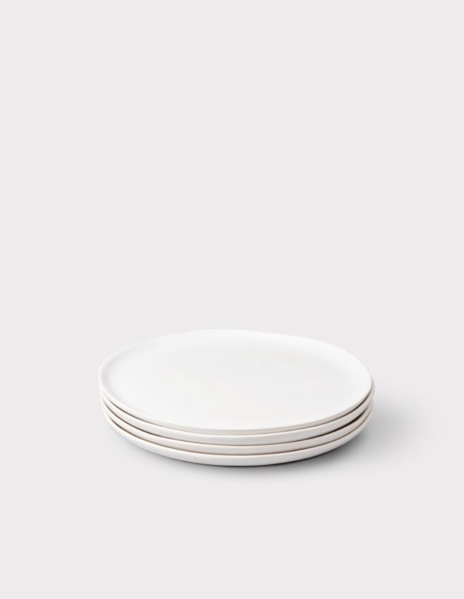 Set of 4 Speckled White Salad Plates - Curated Home Decor