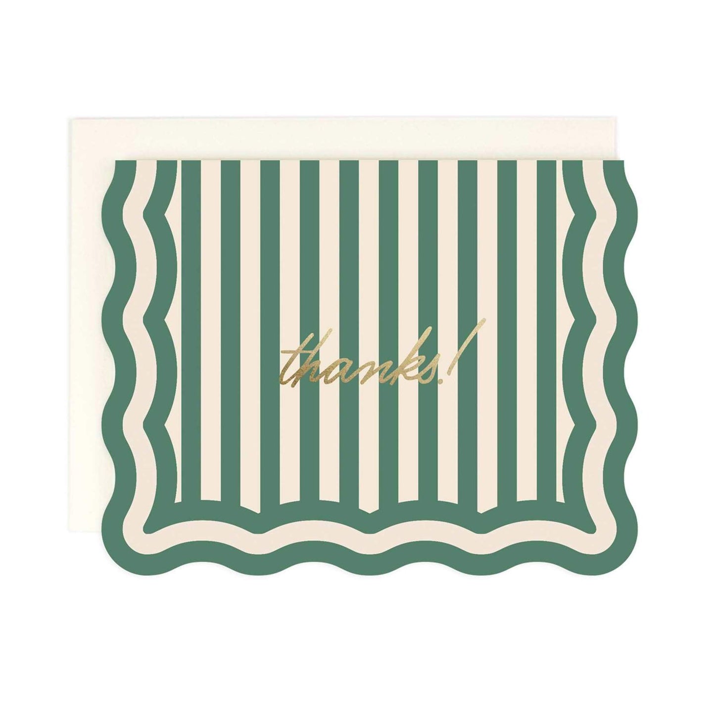 Striped - Boxed set of 8 diecut folded thank you cards with warm white cover paper and coordinating envelopes