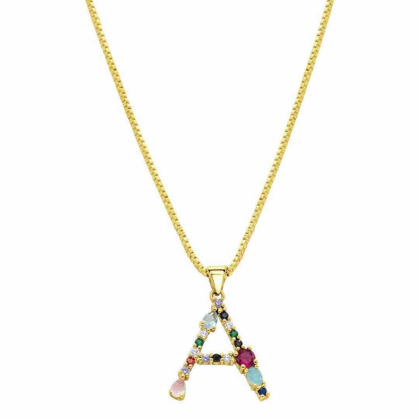 
                  
                    14K Gold Plated Multi Color Stone Initial A Necklace - Curated Home Decor
                  
                