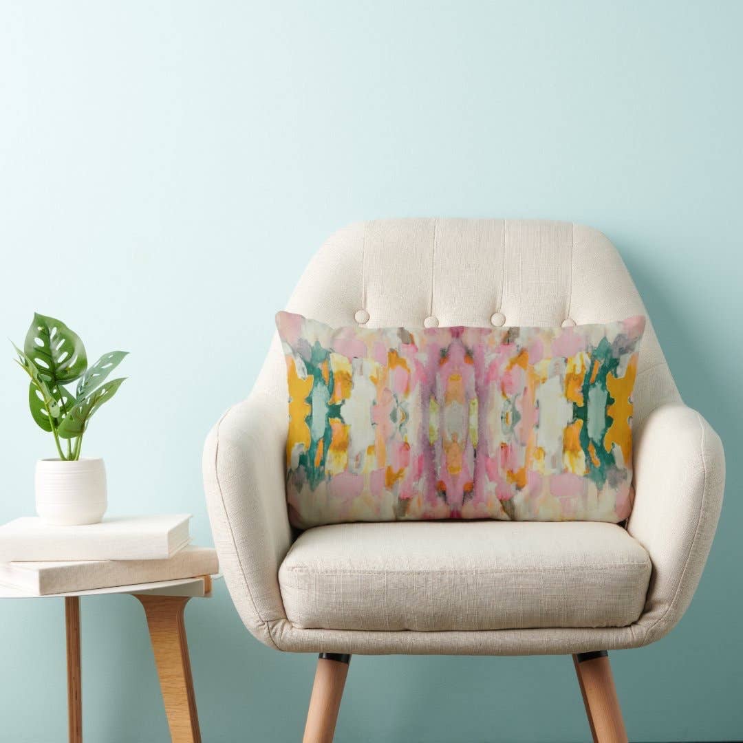 Layla Abstract Modern Art Colorful Lumbar Pillow