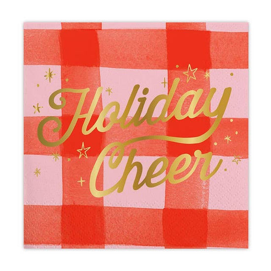 Holiday Cheer Foil Beverage Napkins - Curated Home Decor