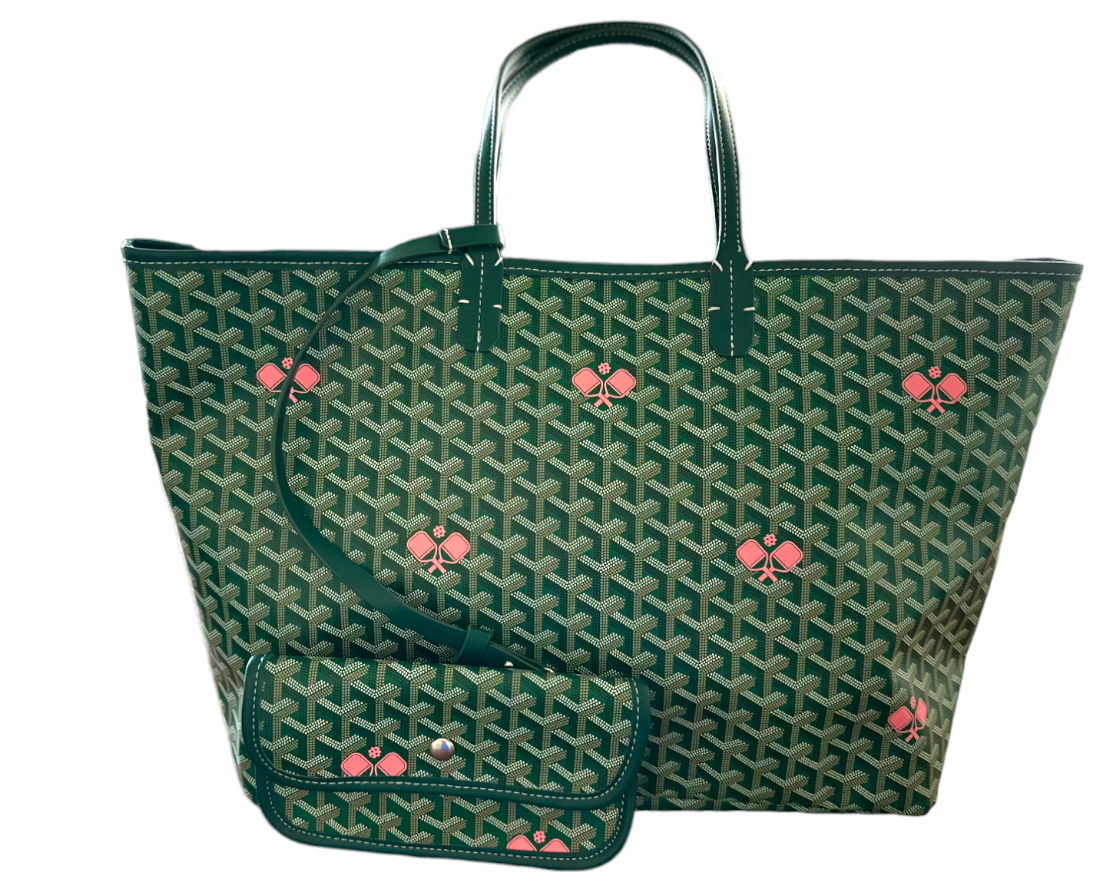 The Whimsy Large Pickleball Tote - Green/Pink Paddles - Curated Home Decor