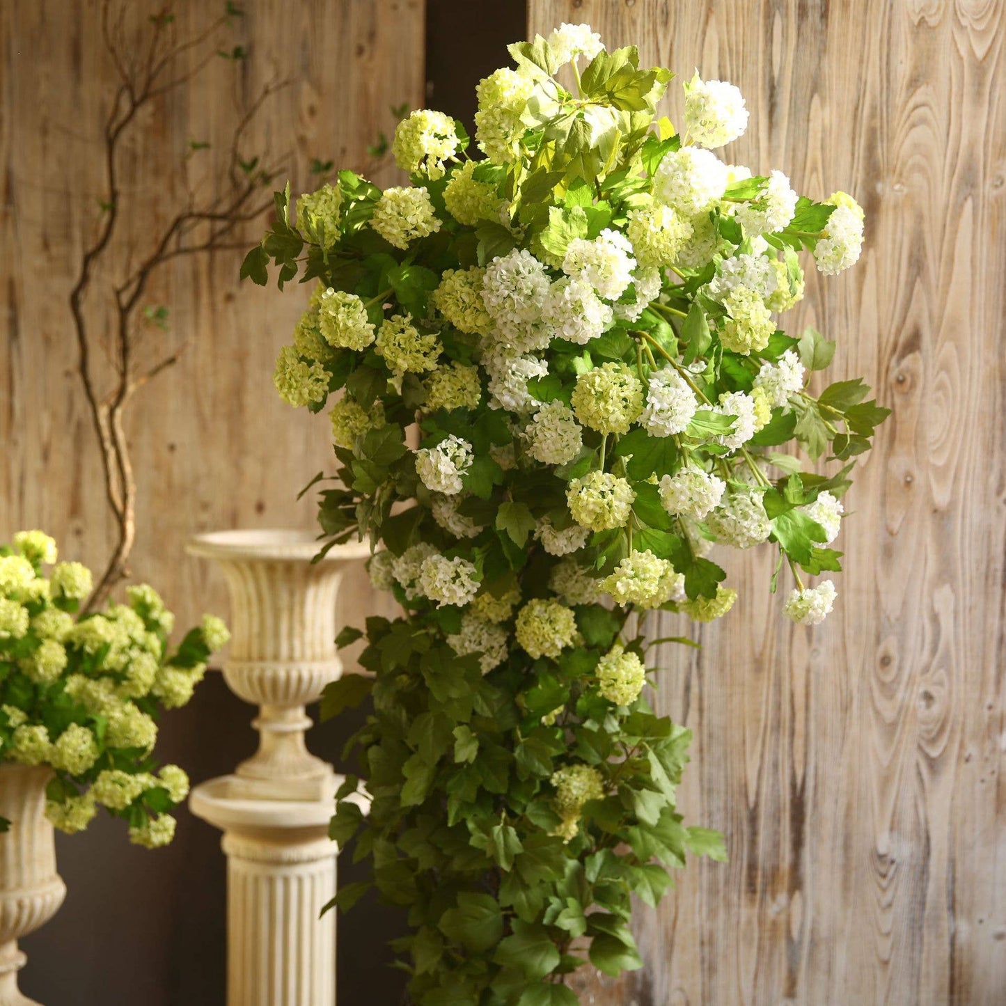 40"Long-5 Blooms-Premium Faux Snowball hydrangea spray