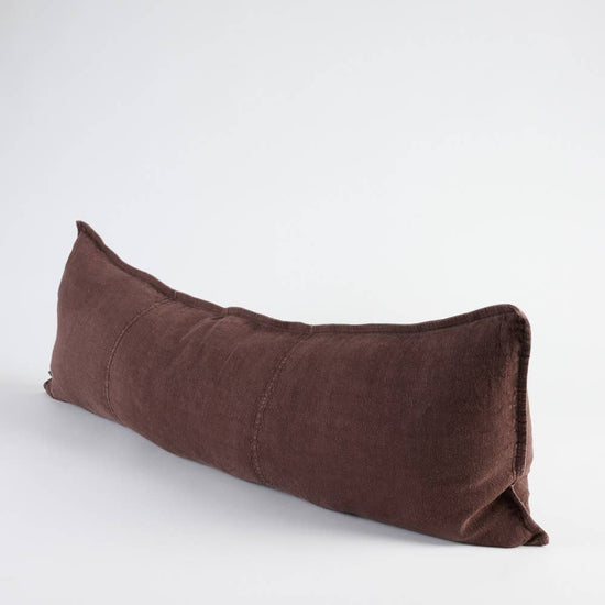 Long Lumbar Linen Pillow in "Chocolate"