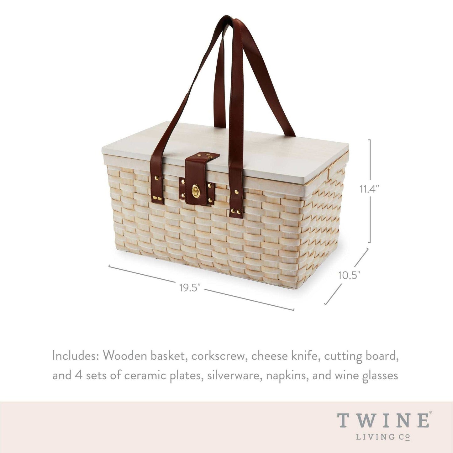 
                  
                    Tahoe Picnic Basket Set for Four in Cream - Curated Home Decor
                  
                